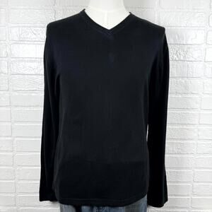 Banana Republic Luxury Sweater Mens XL Black Silk Blend V-Neck Minimalist Formal